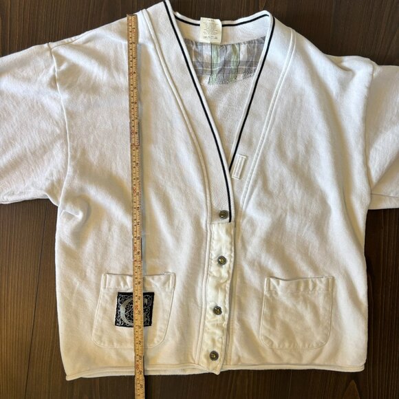 Vintage Generra White Cotton Cardigan Button Front Preppy Large - Picture 15 of 16